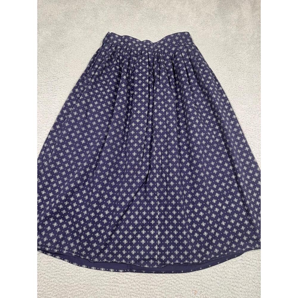 CAMBRIDGE Dry Goods MIDI Skirt Size 12 Navy Floral Pleated Side Zipper Prairie